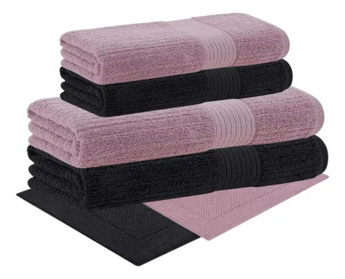 Jogo 06 Pçs Canelado Toalhas Banho Rosto Tapete Buddemeyer