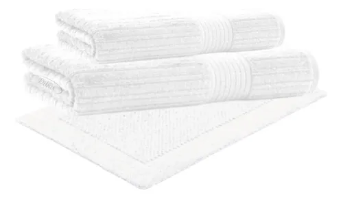 Jogo 3 Pçs Canelado Banho Rosto E Tapete Buddemeyer Oferta